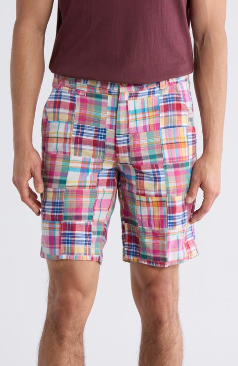 Patchwork Madras Flat Front Shorts