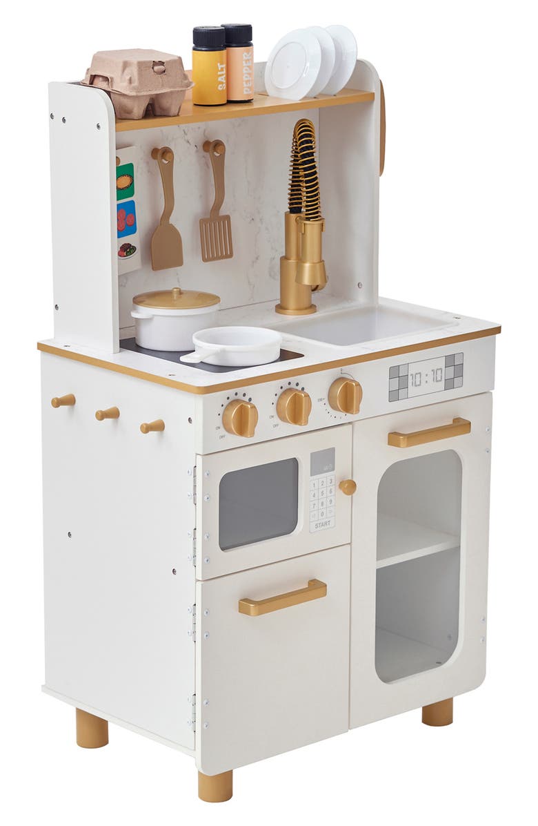 Teamson Kids Chef Memphis Kitchen Playset, Alternate, color, White/ Gold