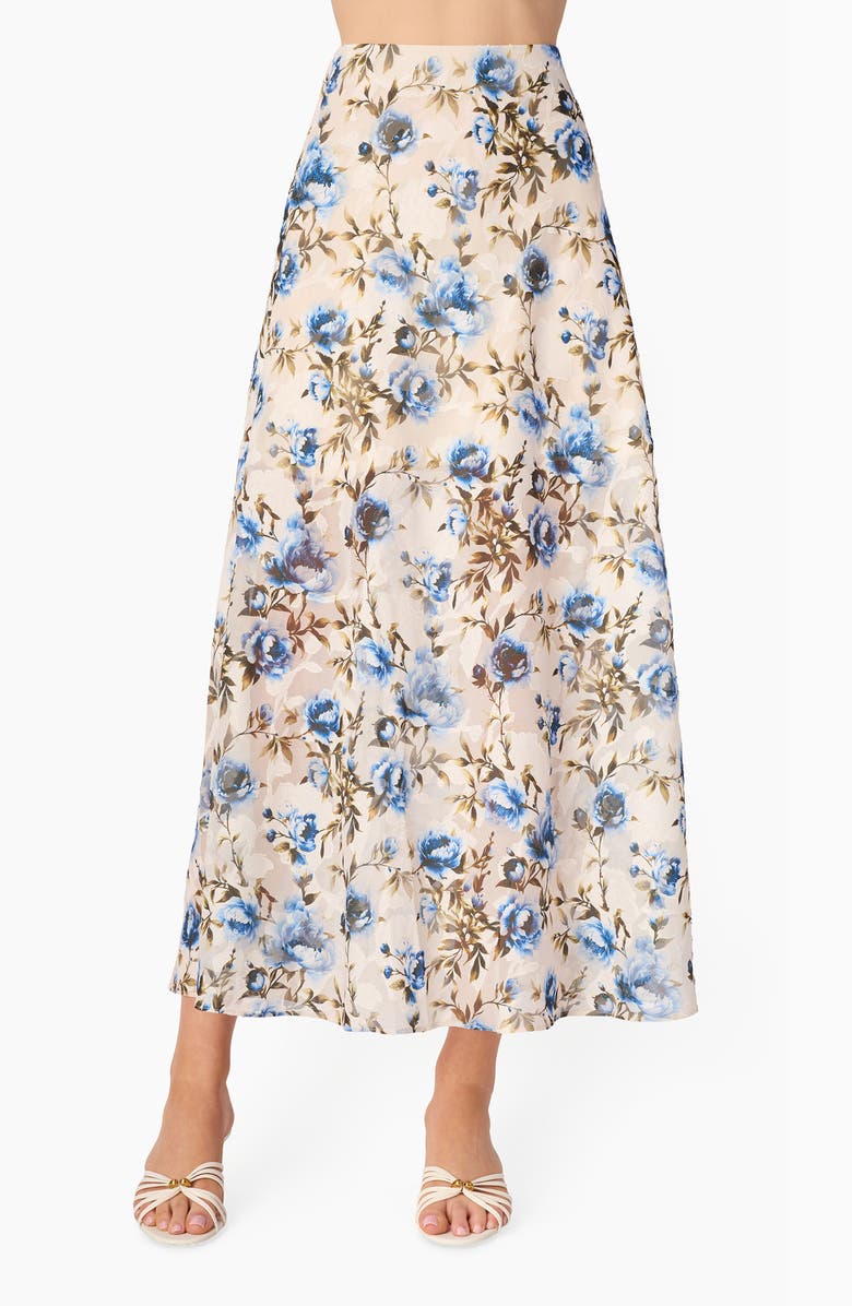 CAMI NYC Jayna Floral Burnout Chiffon Maxi Skirt, Main, color, Daydream