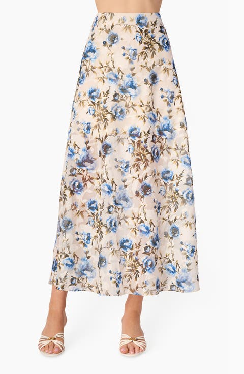 Jayna Floral Burnout Chiffon Maxi Skirt