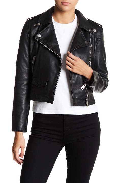 Liz Leather Crop Moto Jacket