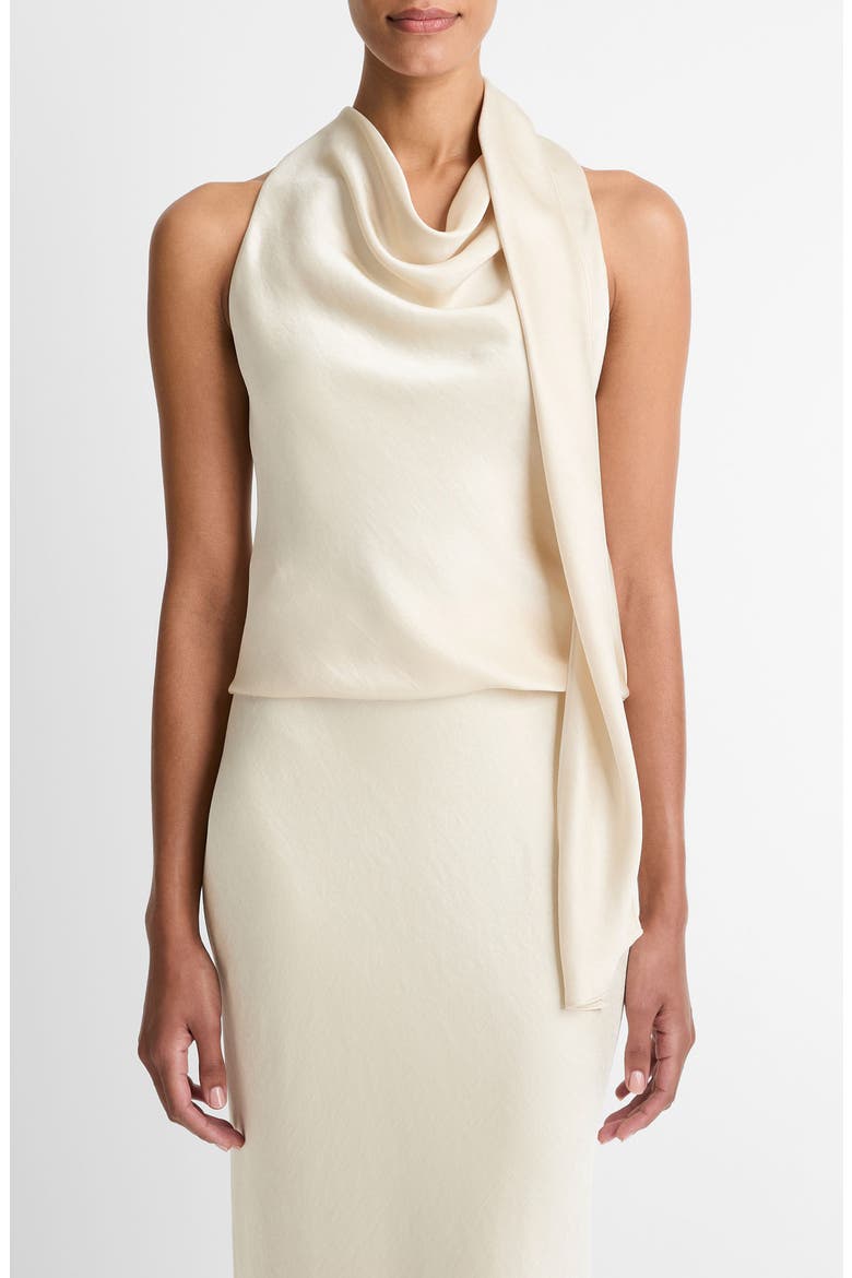Sleeveless Scarf Satin Top, Main, color, BONA
