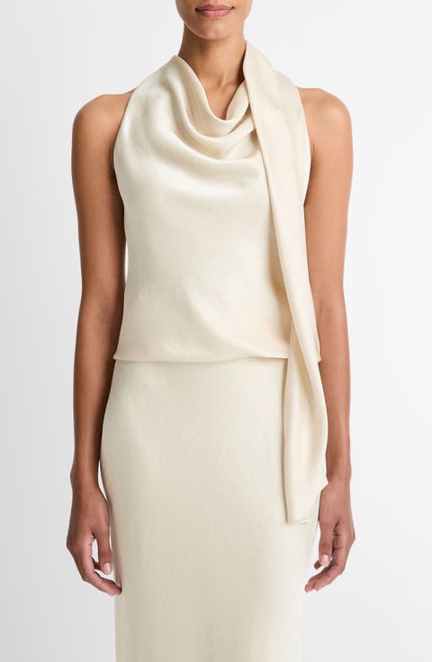 Sleeveless Scarf Satin Top