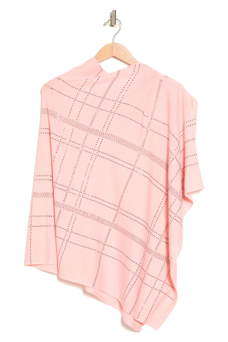 Crystal Embellished Plaid Poncho, Alternate, color, PINK