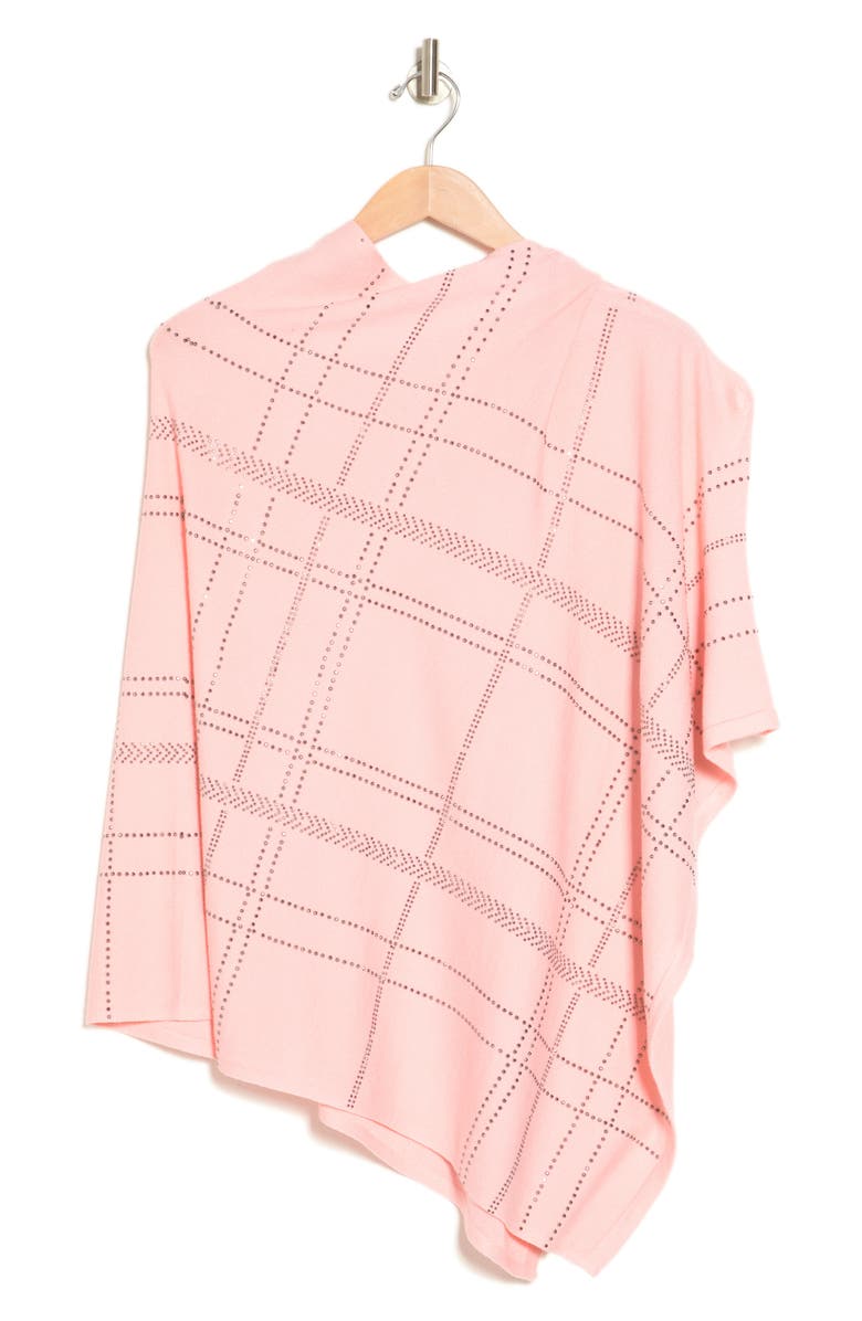La Fiorentina Crystal Embellished Plaid Poncho, Alternate, color, Pink