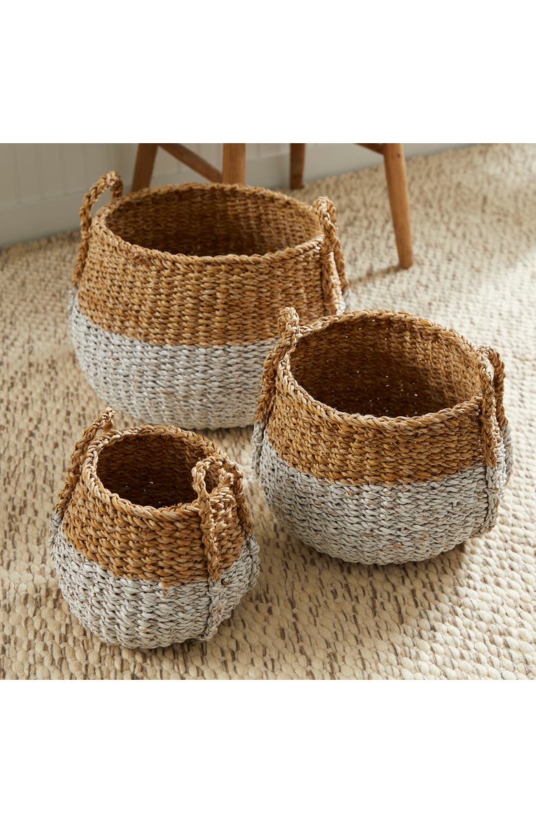 Napa Home & Garden Seagrass Round Baskets With Handles, Set Of 3, Alternate, color, Brown