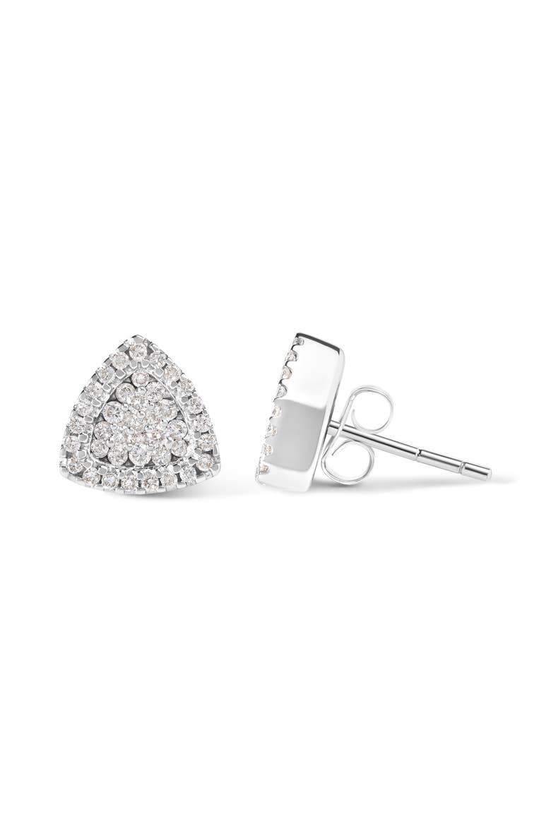 14K White Gold 1/2 Ct Trillion Shaped Diamond Stud Earrings, Alternate, color, White
