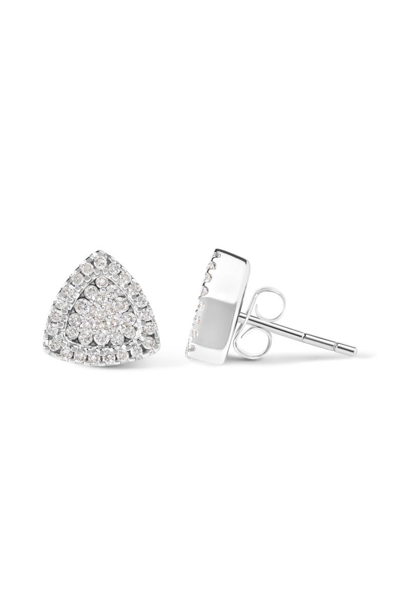 Haus of Brilliance 14K White Gold 1/2 Ct Trillion Shaped Diamond Stud Earrings, Alternate, color, White