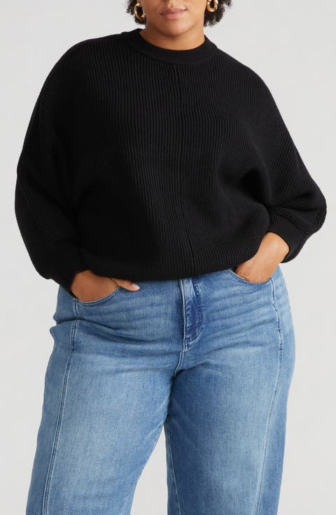 Margeurite Rib Dolman Sleeve Sweater (Plus)