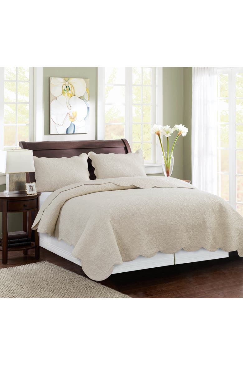 Christiana Khaki Quilt Bedding Collection, Main, color, Beige