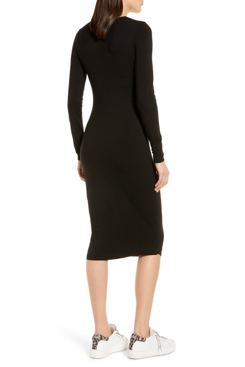 Fitted Long Sleeve Dress, Alternate, color, BLACK