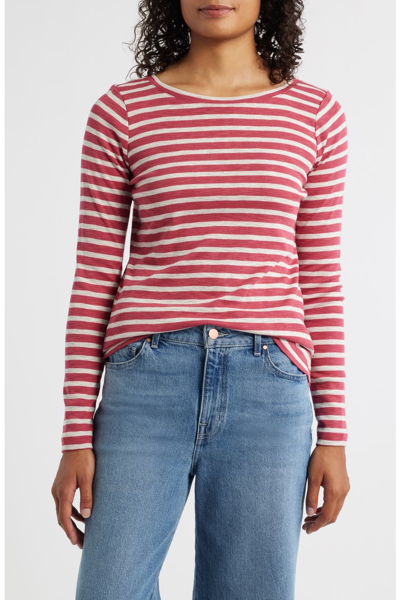 Stripe Cotton Blend T-Shirt, Main, color, RED MULTI