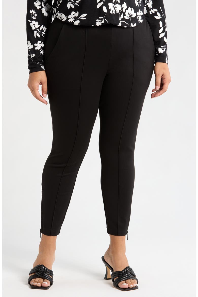Moro Pintuck Pleat Pull-On Pants, Main, color, BLACK