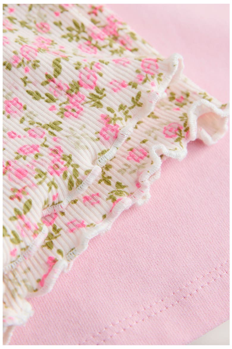Ballerina Appliqué T-Shirt & Floral Shorts Set, Alternate, color, PINK