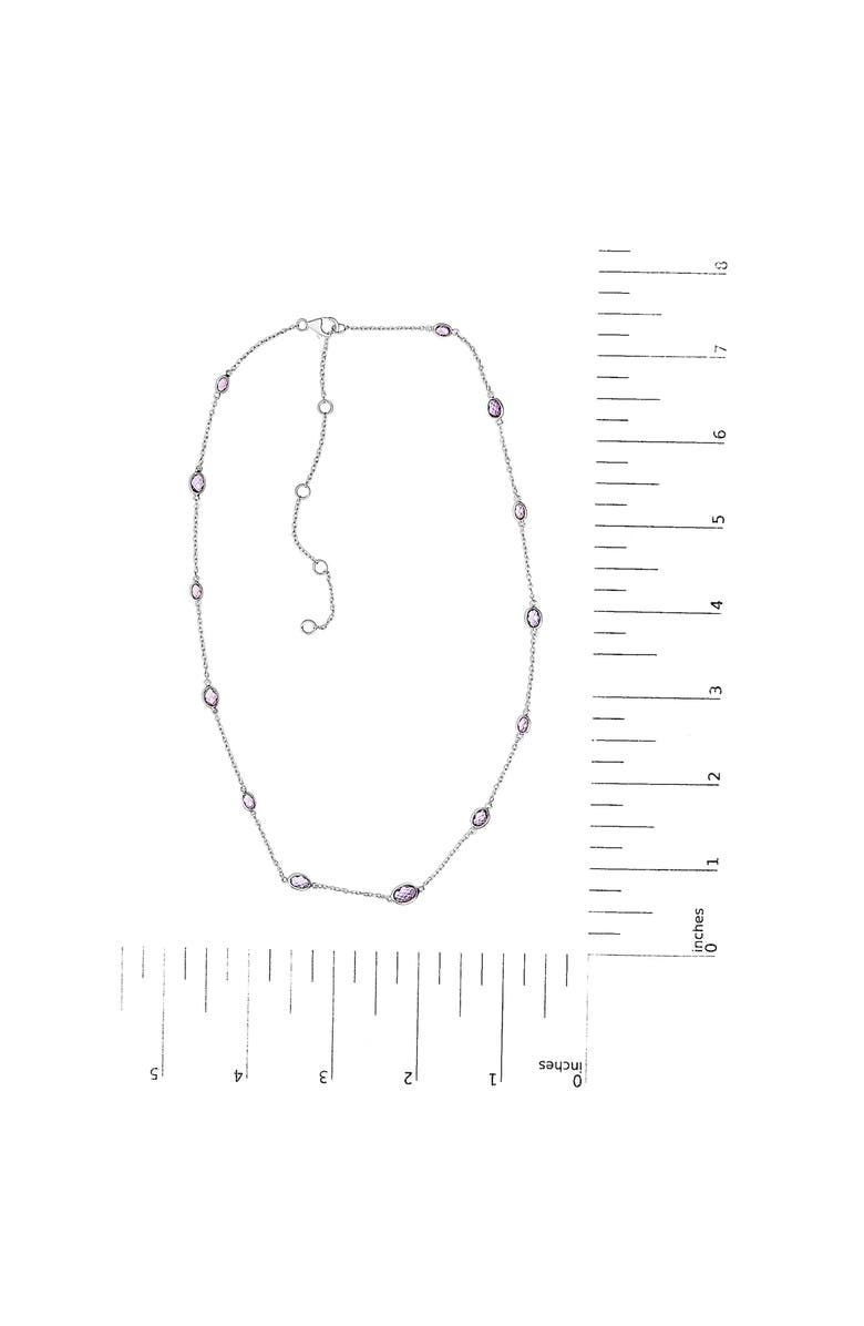 Haus of Brilliance Silver Checkerboard Cut Purple Amethyst Bezel Station Necklace - 22" Inches, Alternate, color, White