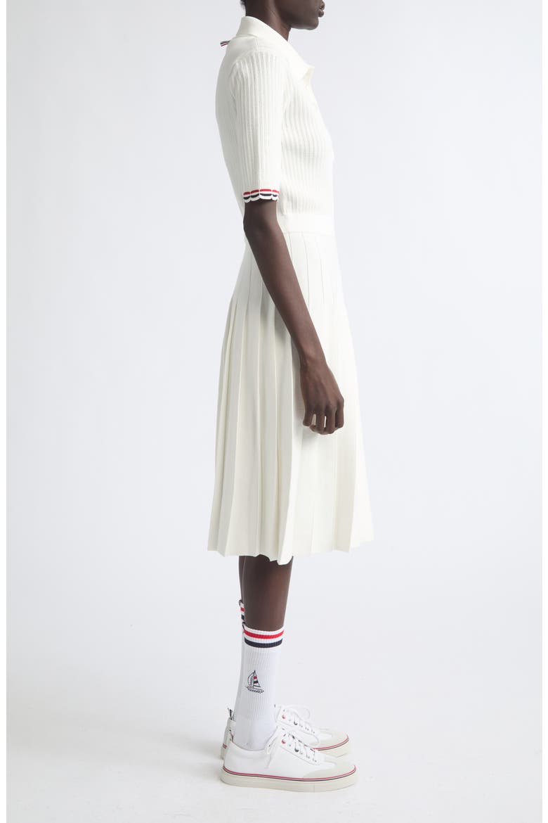 Pointelle Rib Stitch Polo Dress, Alternate, color, WHITE