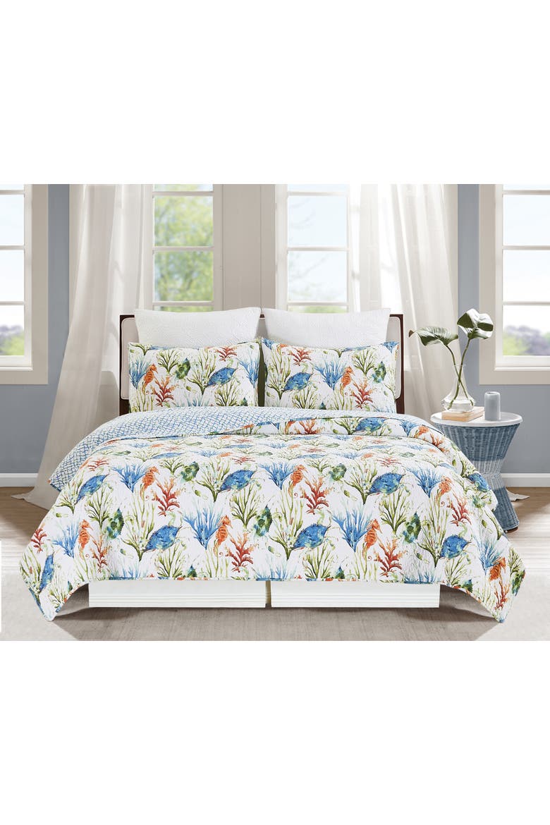 Marino Cotton Quilt Set  - Reversible and Machine Washable, Alternate, color, Blue