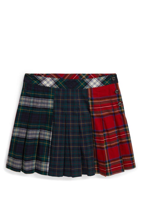 Kids' Plaid Pleated Poplin Skirt