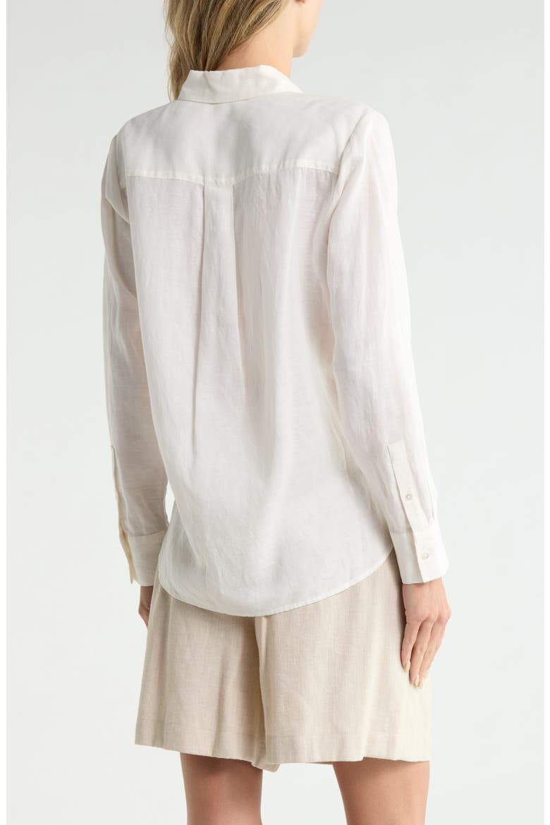 Hekanina Linen Blend Button-Up Shirt, Alternate, color, IVORY
