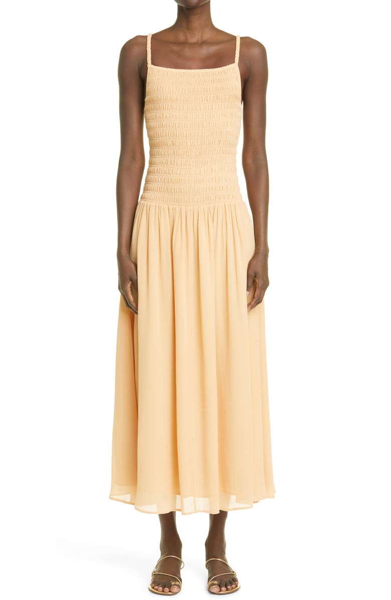 TOTEME Long Smocked Dress, Main, color, 