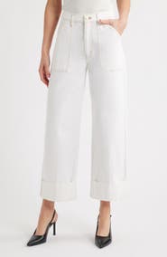 FRAME The Utility Cuff Wide Leg Jeans