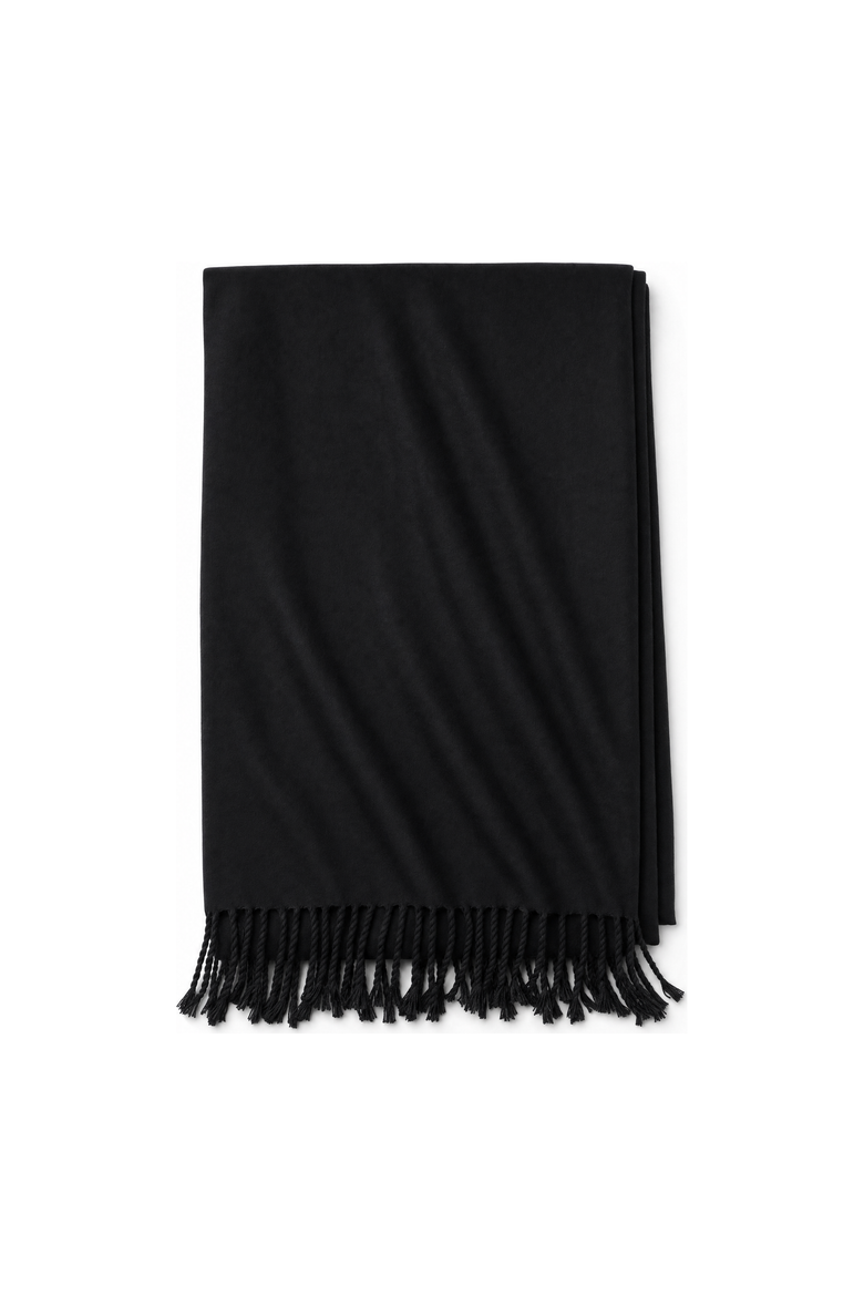 Women's Fringe Trim Viscose Oblong Scarf, Main, color, Black