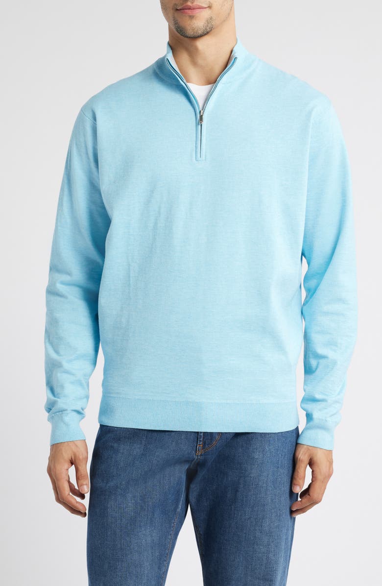 Peter Millar Coolspun Quarter Zip Pullover, Main, color, Seaport Blue