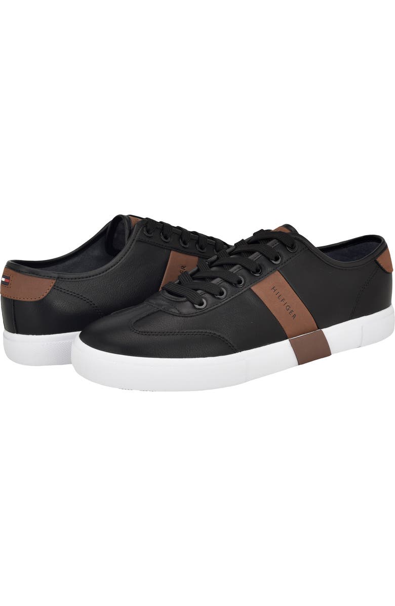 Tommy Hilfiger Pandora Faux Leather Low Top Sneaker, Alternate, color, Black/ Cognac