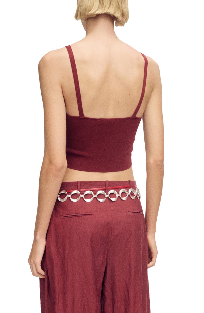 MANGO Fine Knit Crop Top, Alternate, color, Burgundy
