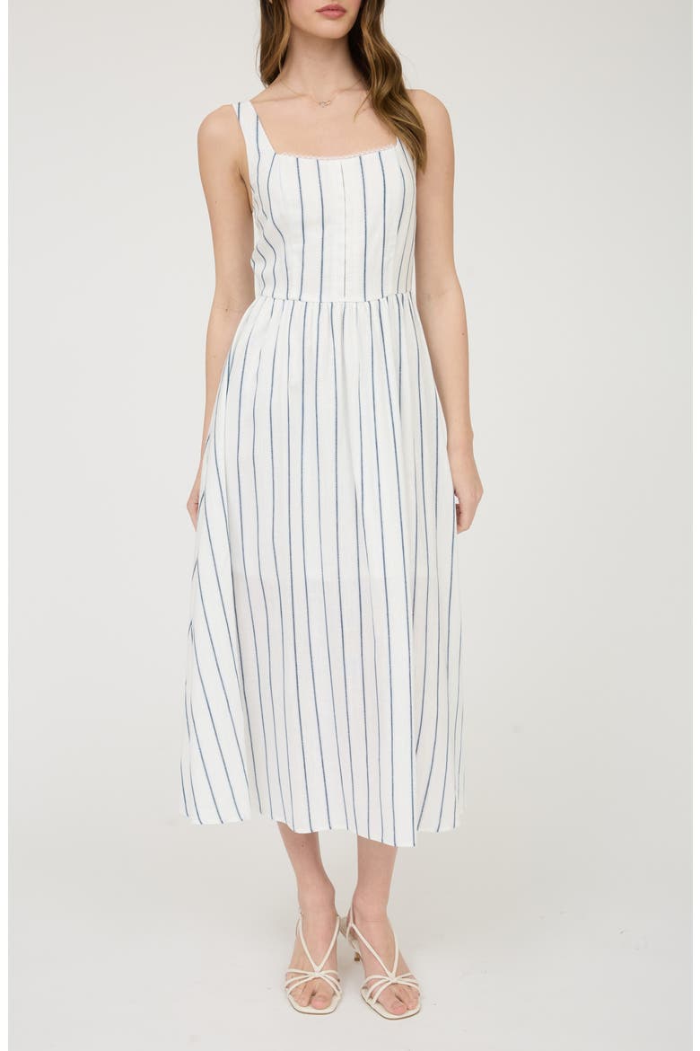 Striped Midi Sundress, Main, color, WHITE