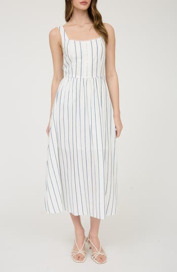 BLU PEPPER BLU PEPPER STRIPED MIDI SUNDRESS