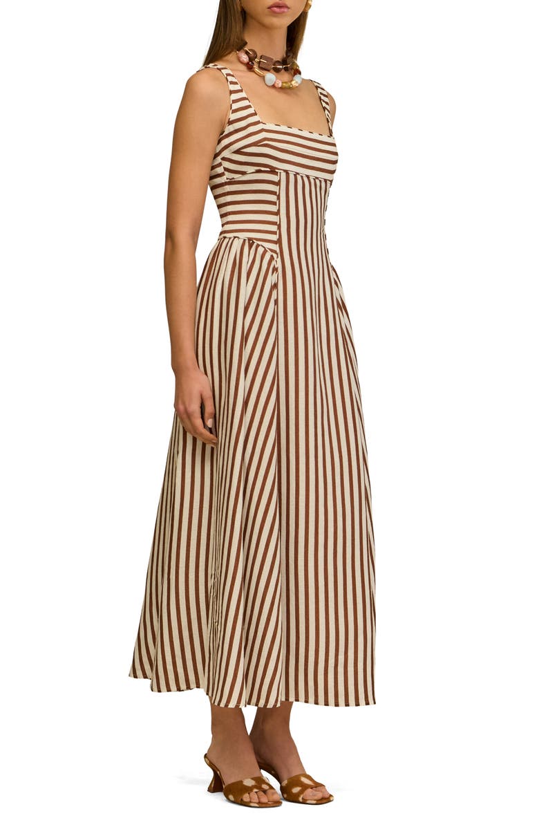 Cult Gaia Carla Linen, Wool & Silk Blend Sundress, Alternate, color, Small Saddle Stripe