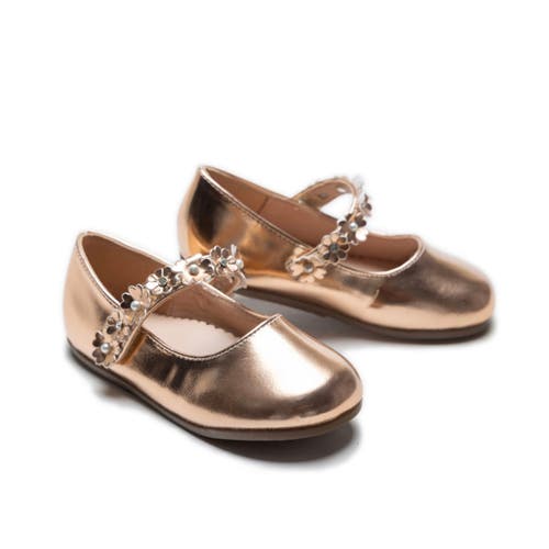Tulleen Amelia Floral Band Flats In Champagne