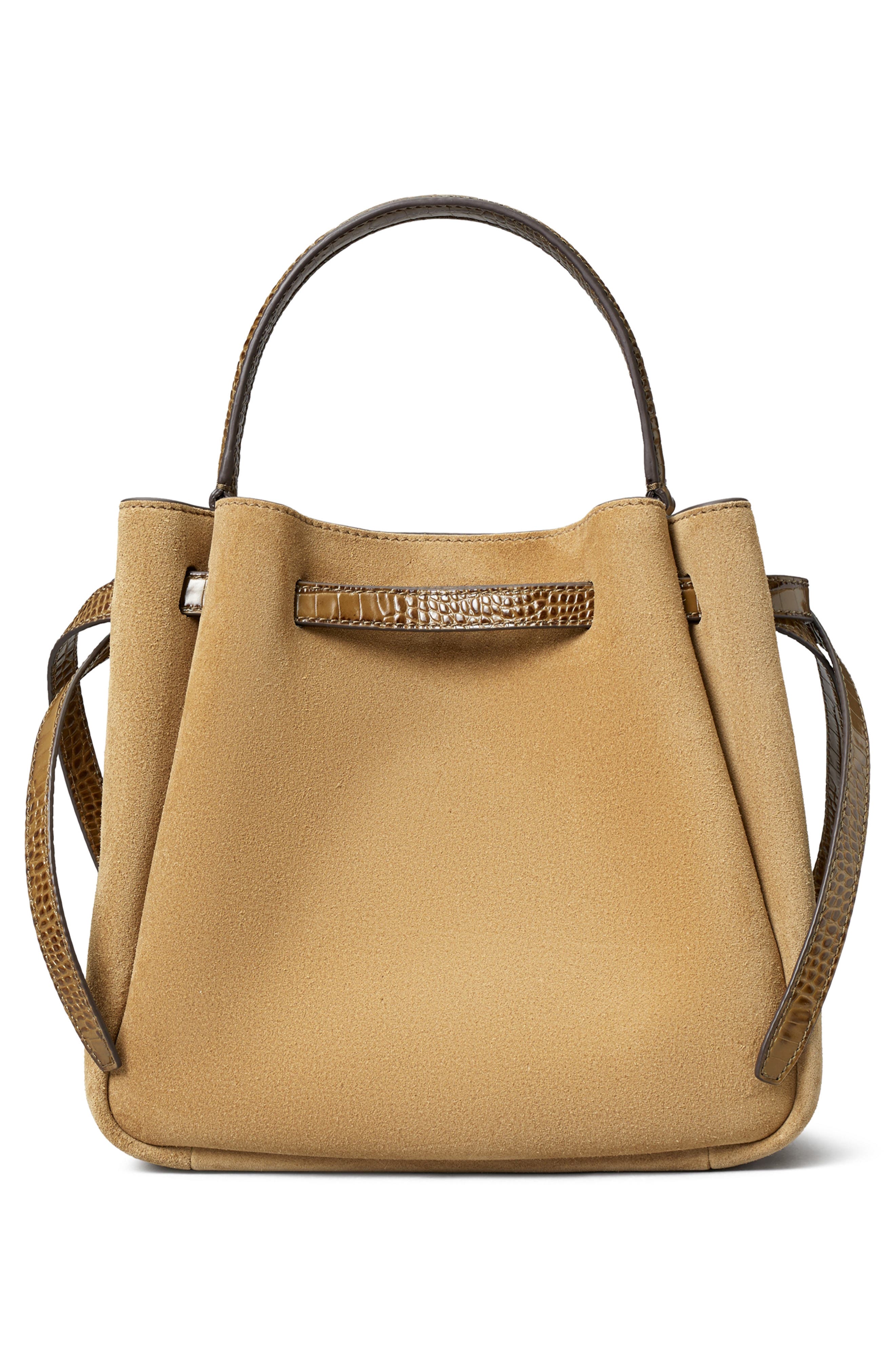 Romy Suede Bucket Bag, Alternate, color, STONE