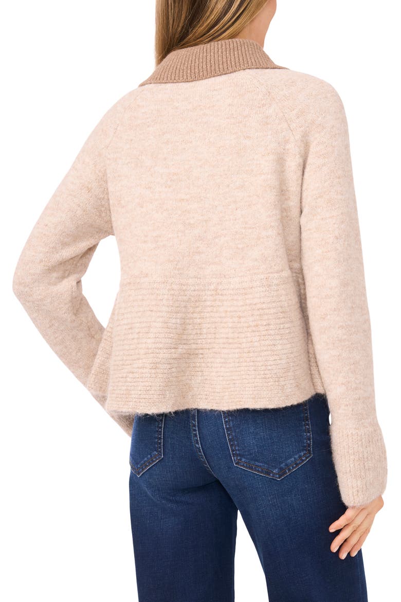 Collar Peplum Sweater, Alternate, color, OATMEAL