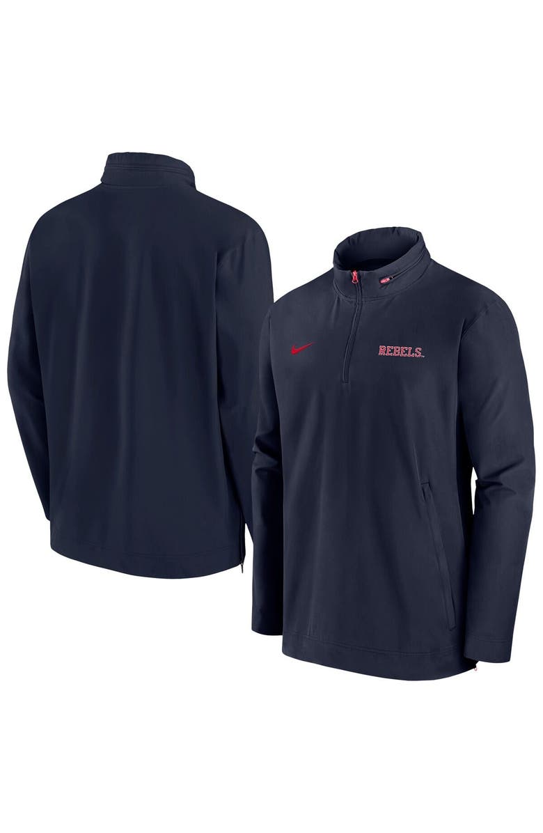 Nike Men's Nike Navy Ole Miss Rebels 2024 Sideline Coach Quarter-Zip Hoodie Jacket, Main, color, 