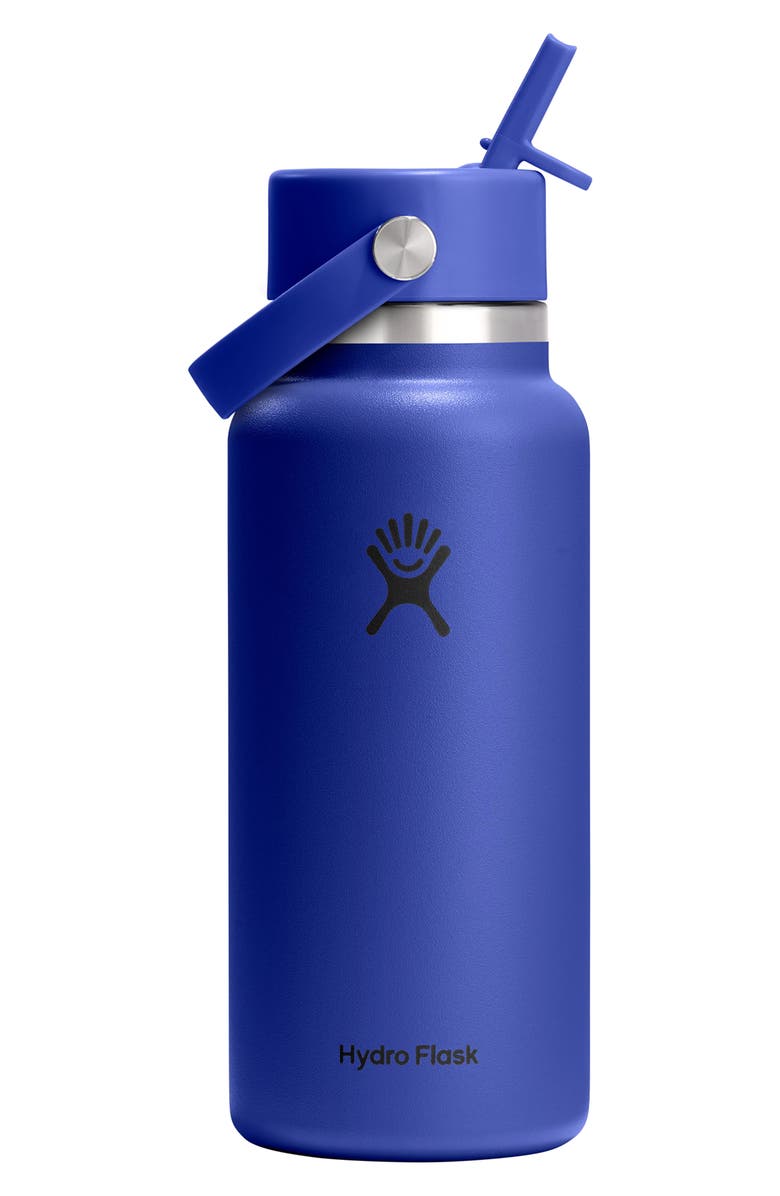 Hydro Flask 32-Ounce Wide Mouth Flex Straw Cap Bottle, Main, color, Capri Blue