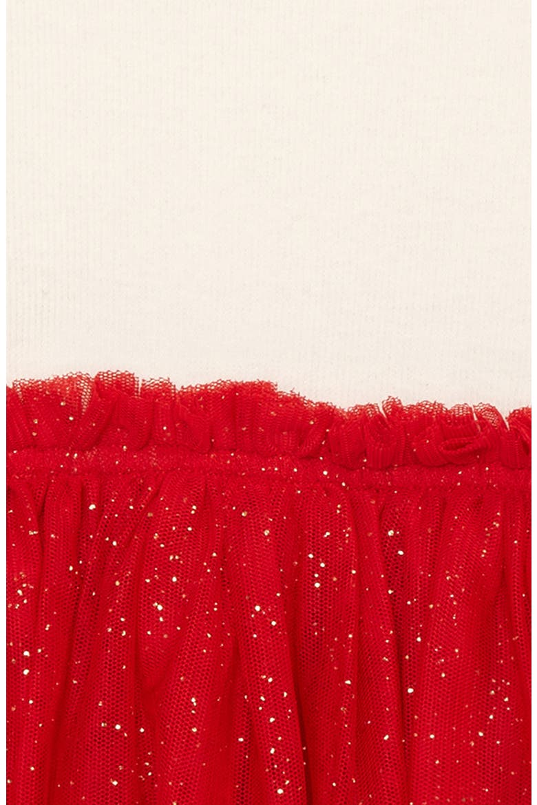 Tulle Fit & Flare Dress, Alternate, color, IVORY EGRET- RED