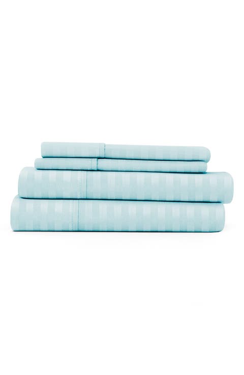 Hotel Collection Premium Ultra Soft 4-Piece Striped Queen Bed Sheet Set - Aqua