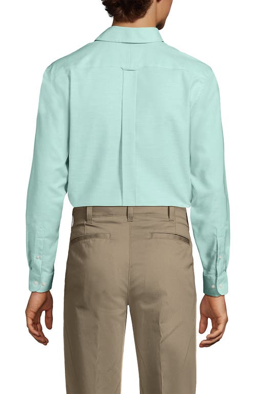 Lands' End Big And Tall Traditional Fit Pattern No Iron Supima Oxford Dress Shirt In Green