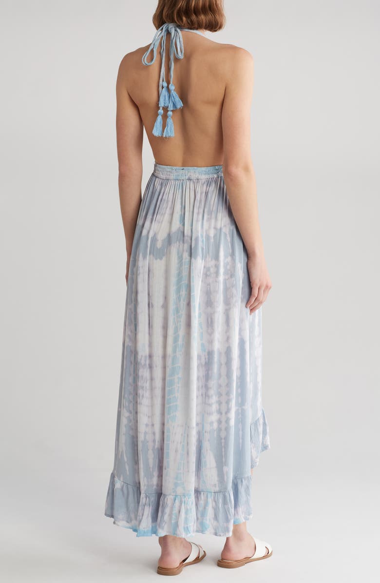 BOHO ME Open Back Plunge Neck Ombré Halter Dress, Alternate, color, Platinum Tie Dye