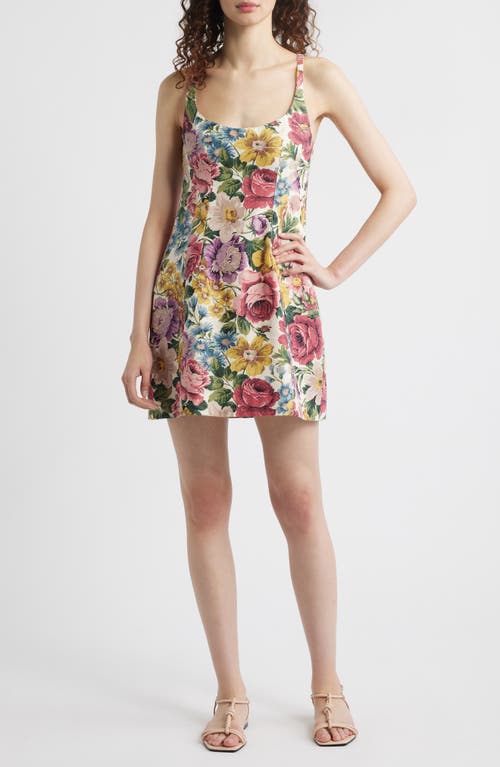 Faithfull The Brand Sanne Floral Linen Minidress In Pink Colette Floral Multi