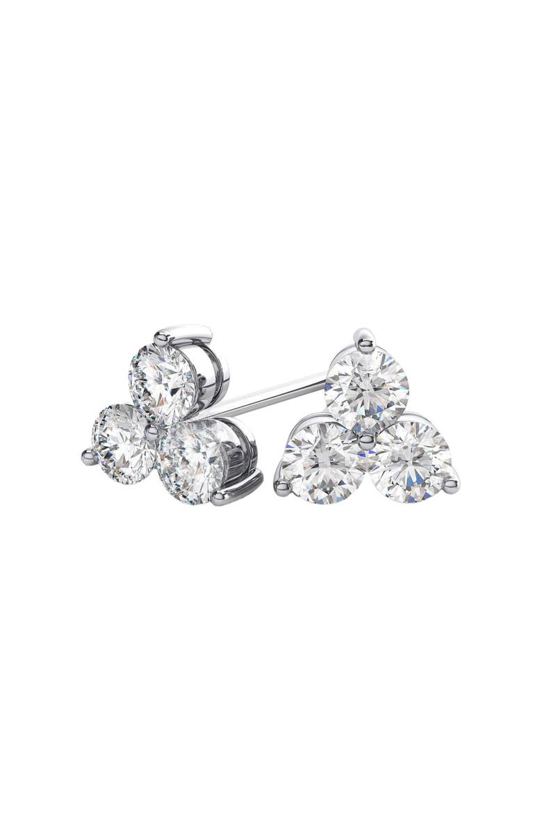 Bliss Diamond 1ct Lab Grown Diamond 3 Stone Studs Womens Earrings 14K Gold, Main, color, 