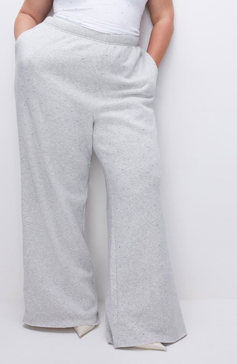 Good American Crystal Fleece Wide Leg Sweatpants, Alternate, color, 