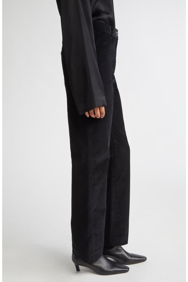 Straight Leg Corduroy Trousers, Alternate, color, BLACK