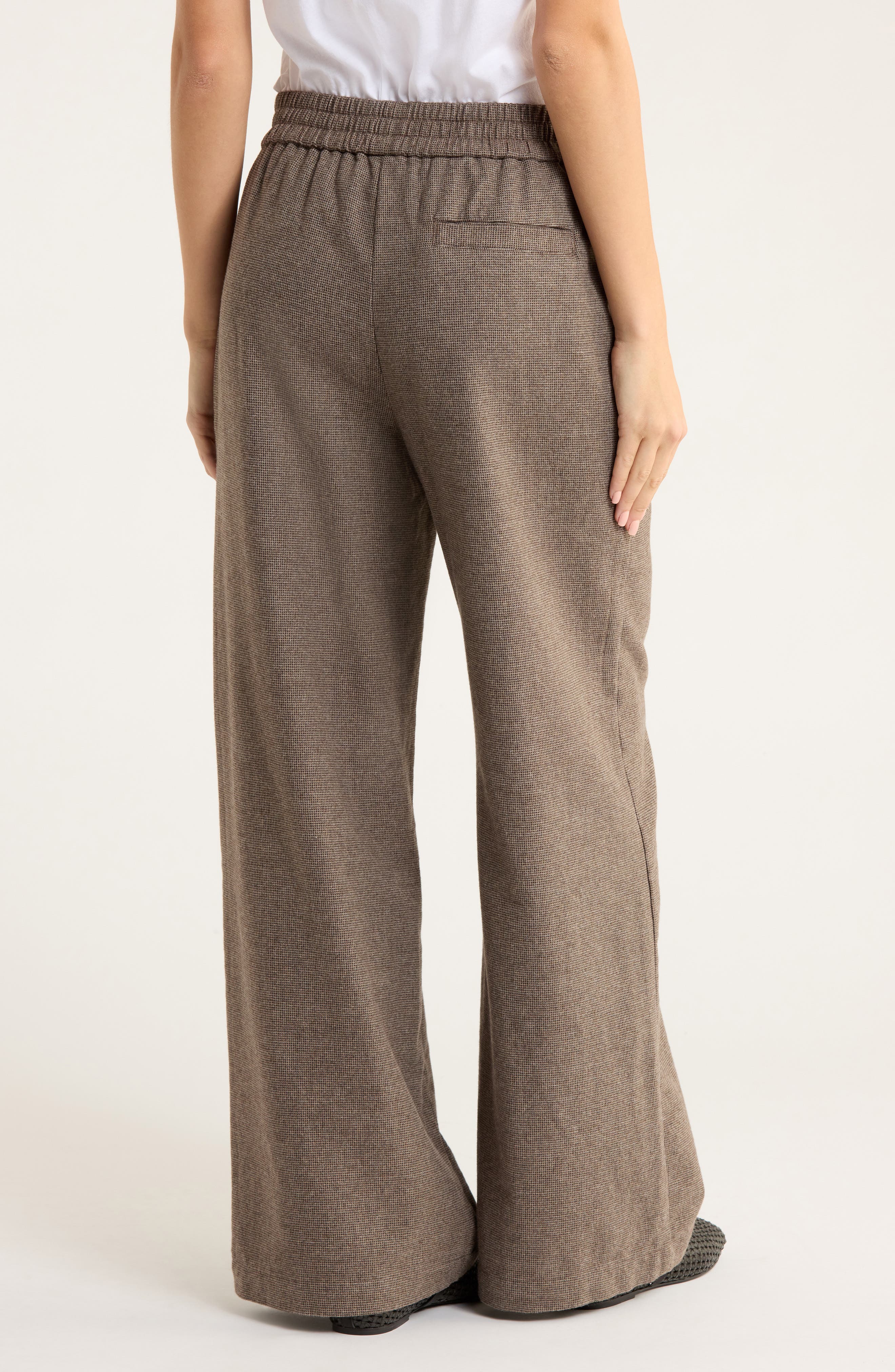 Allison Houndstooth Pull-On Wide Leg Moleskin Pants - image 2