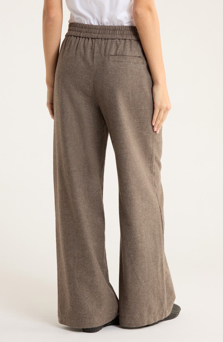 Marine Layer Allison Houndstooth Pull-On Wide Leg Moleskin Pants, Alternate, color, Brown Houndstooth