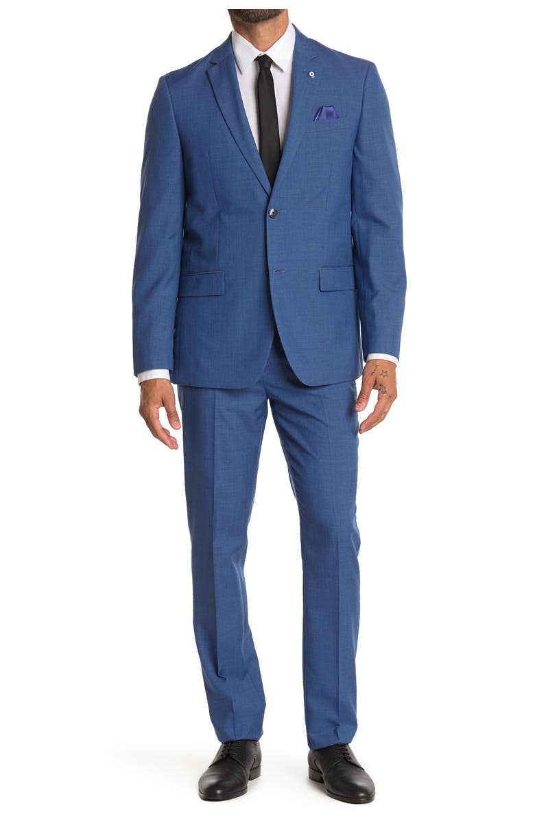 Ben Sherman Blue Sharkskin Slim Fit 2-Piece Suit, Main, color, 