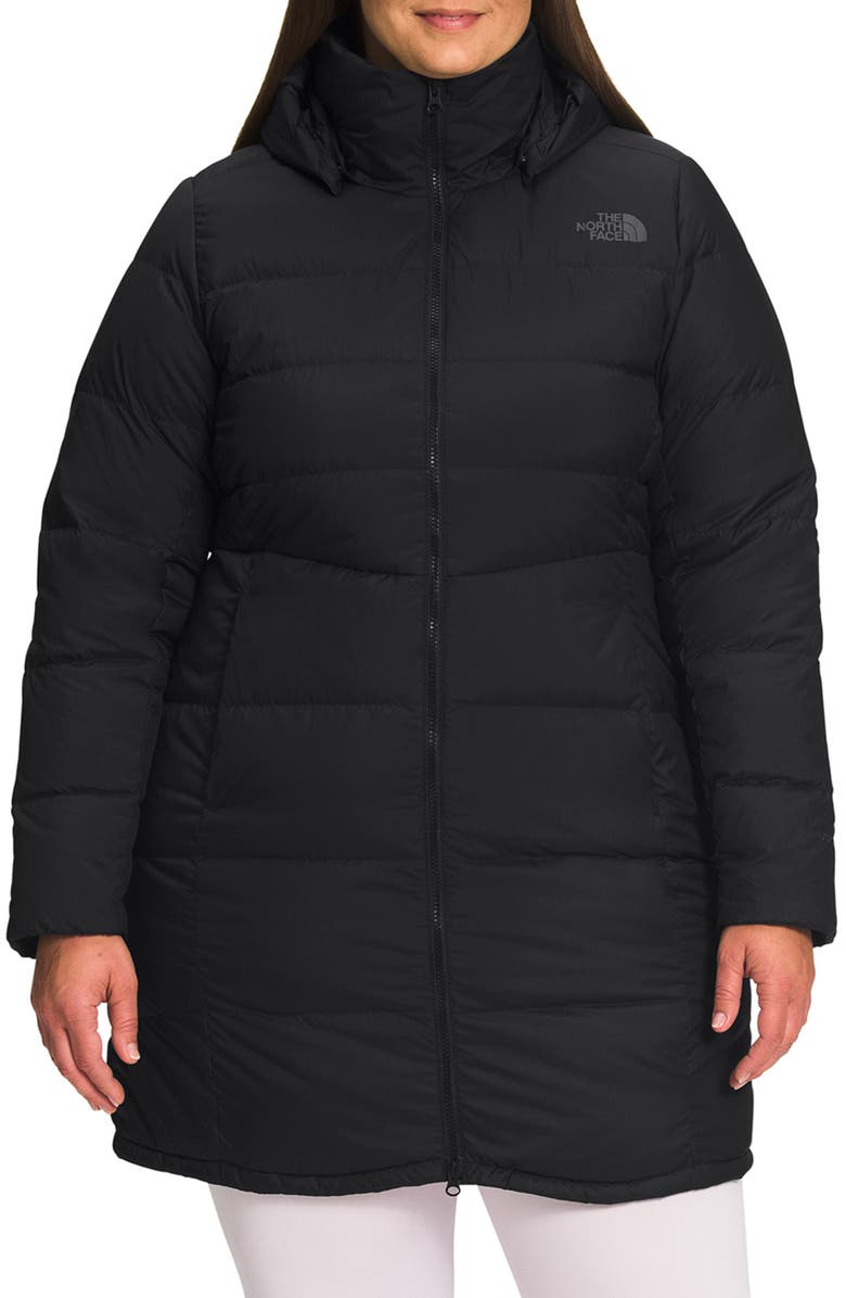 The North Face Metropolis Water Repellent 550 Fill Power Down Hooded Parka, Main, color,