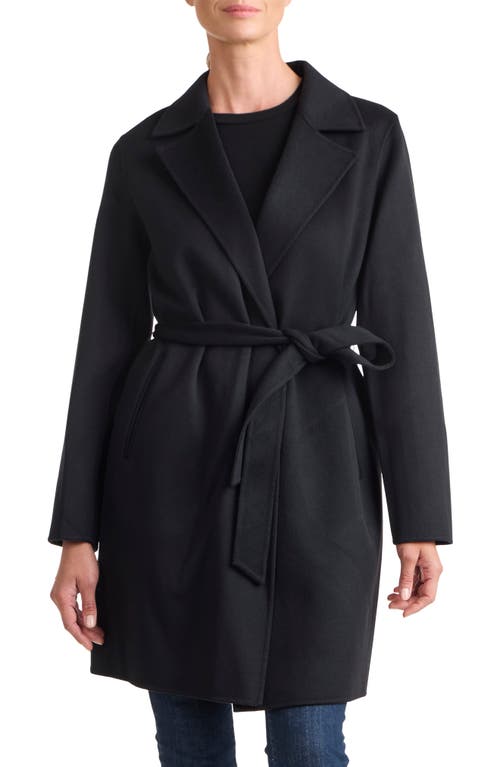 Sofia Cashmere Double Face Wool & Cashmere Wrap Coat in Black  product